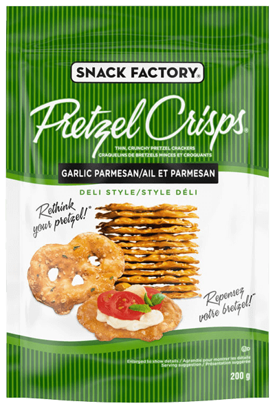 Craquelins de bretzels à l’ail et au parmesan Pretzel Crisps® de Snack Factory® (200 g)